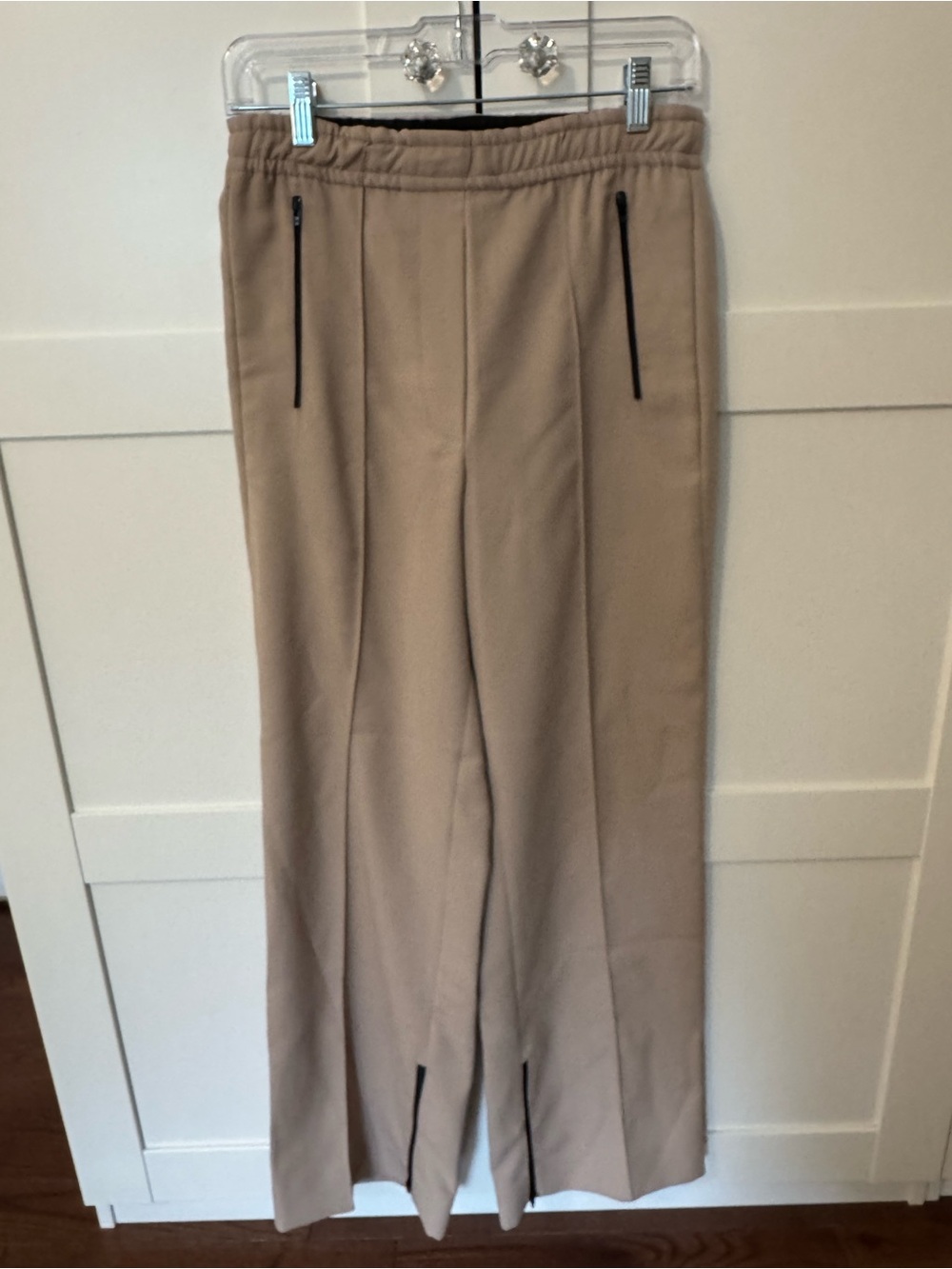 Topshop Taupe Straight-Leg Chinos with Zip Accents